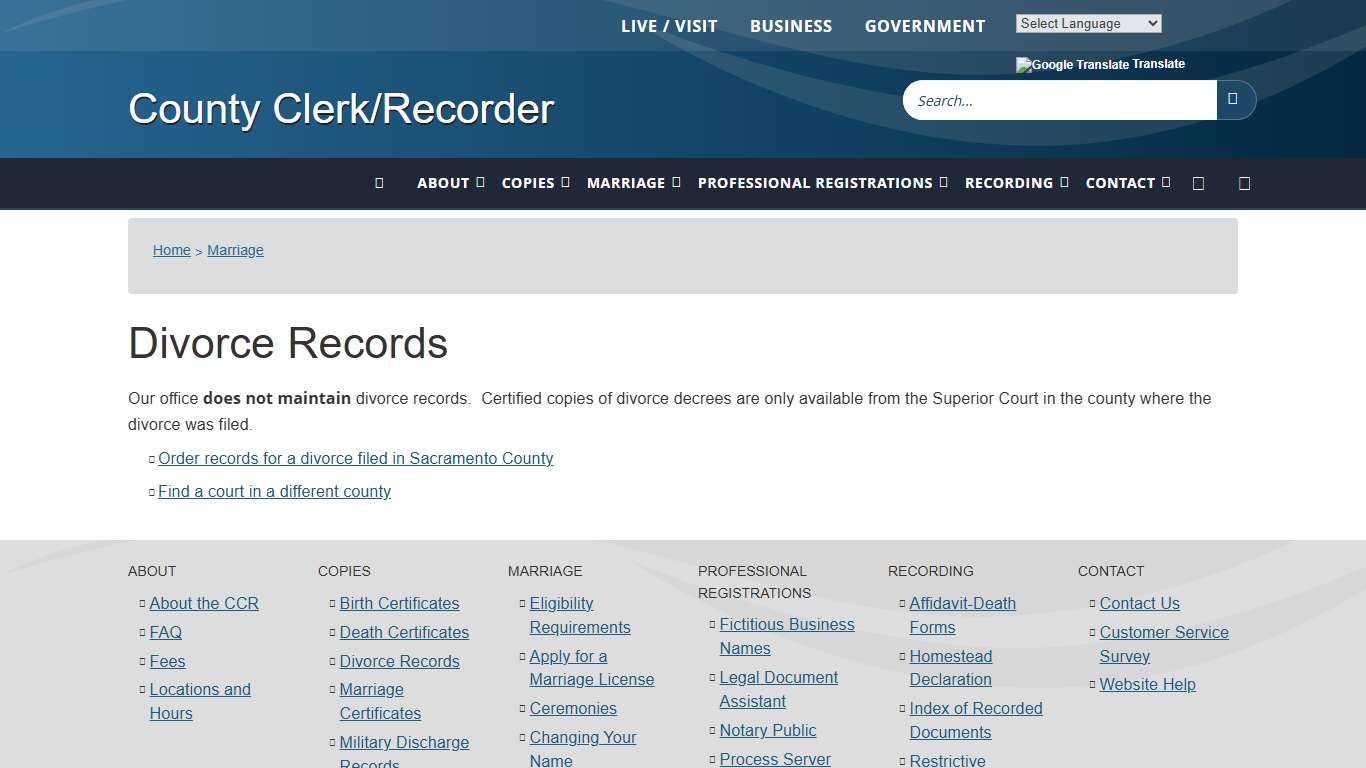 Divorce Records